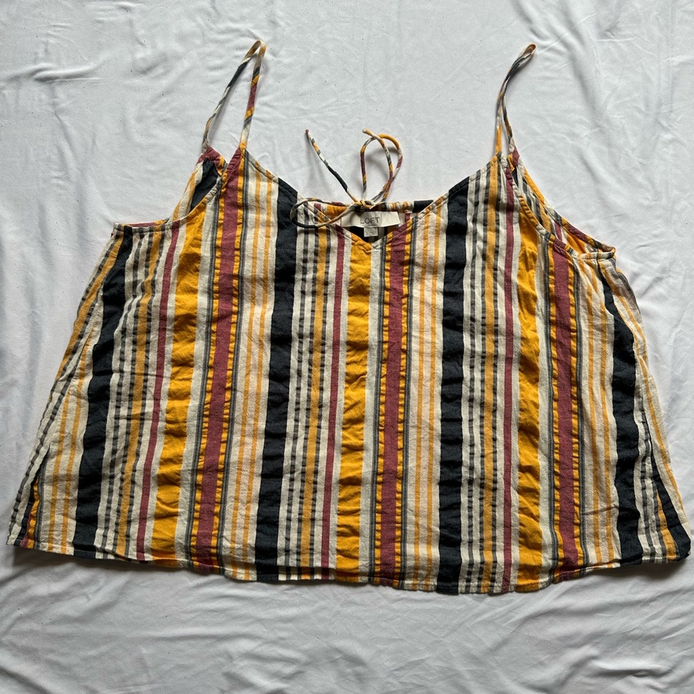 LOFT Striped Tank Top in Mustard, Black & Rust